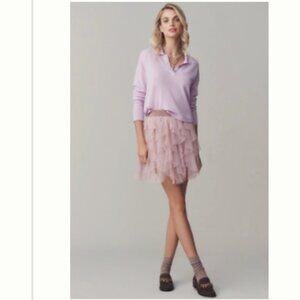 [NWT] The Chéri Ruffled Tulle Mini Skirt by Anthropologie (Pink Blush | XL :)